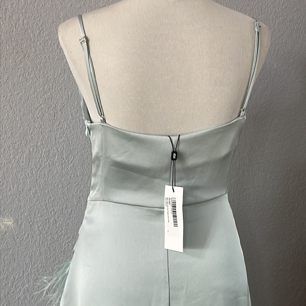 New Keren Millen Satin Crepe Cowl Neck Feather Cami Dress Sz 4 - Picture 11 of 15